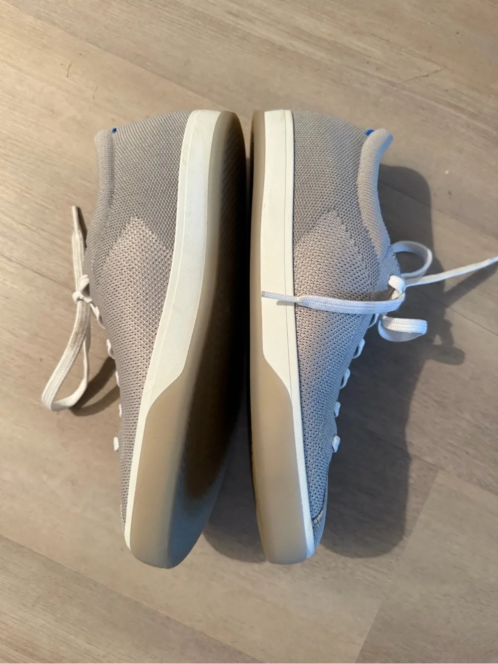 Rothy's Women's Knit Lace-Up Sneaker in Light Gray and White